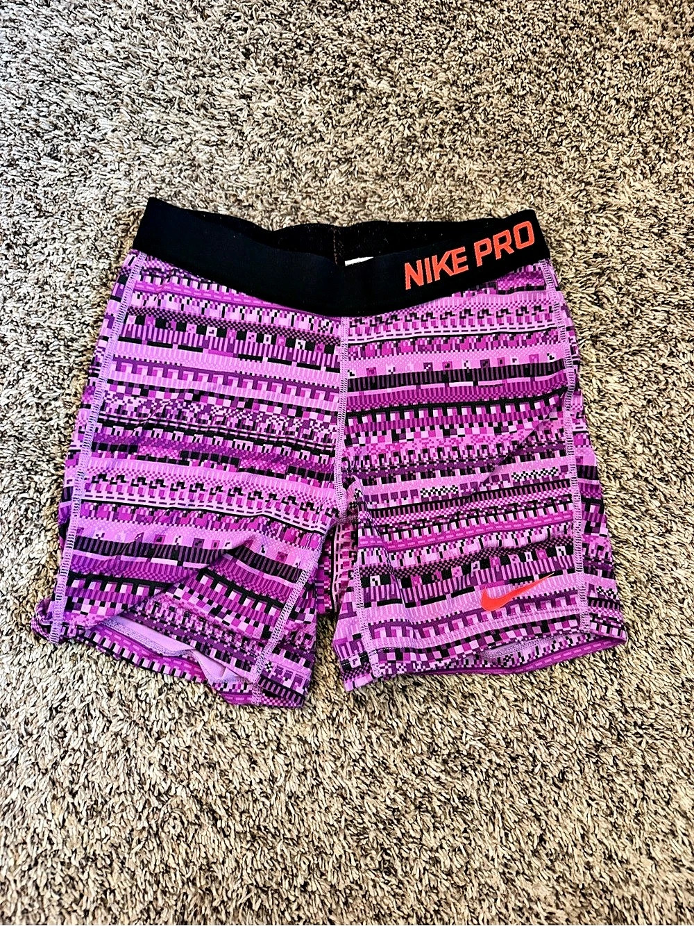 Nike Pro Patterned Athletic Shorts in Pink & Purple